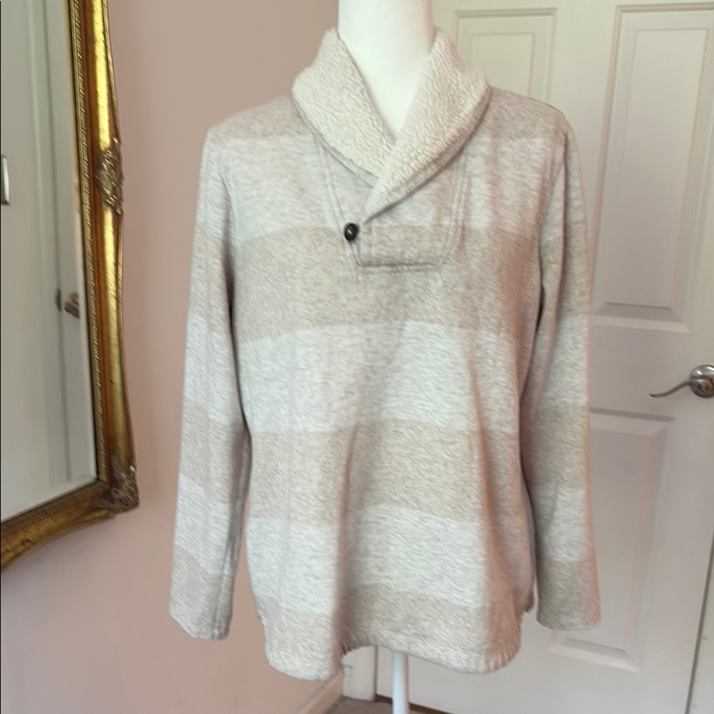Cozy Striped Shawl Collar Sweater